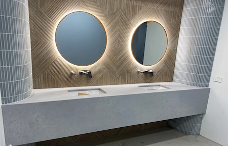 Bathroom With Two Mirrors — Custom Stone Benchtops, Vanities And More In Newcastle
