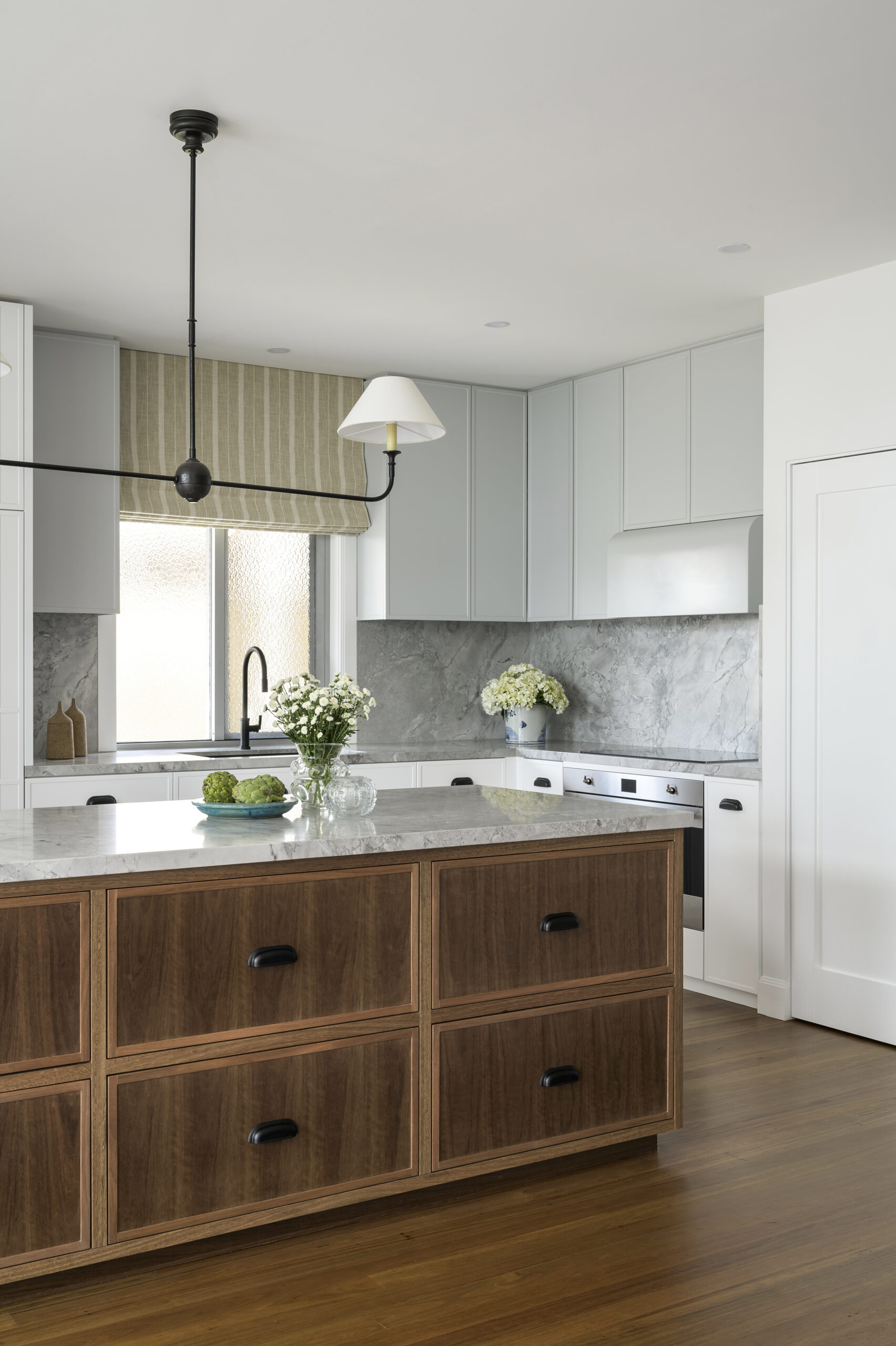white kitchen with white stone benchtops - Newcastle, NSW