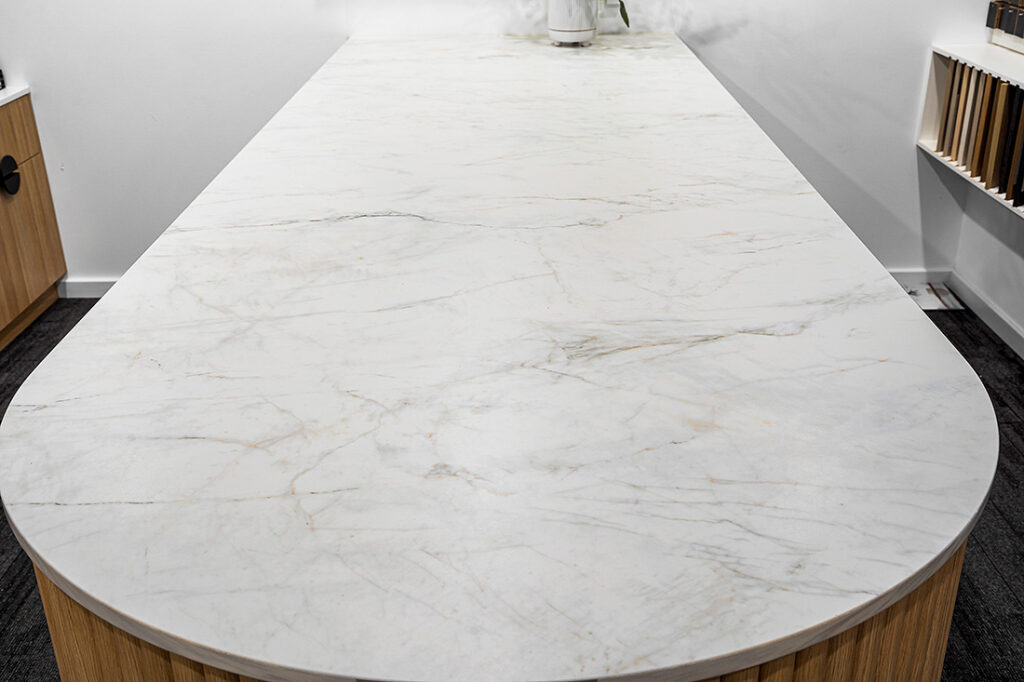 A Pristine White Marble Kitchen Countertop — Vivid Stoneworks in Thornton, NSW