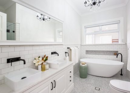 White Bathtub And Cabinets — Custom Stone Benchtops, Vanities And More In Newcastle
